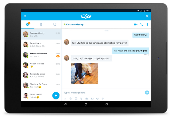 Skype для Android-планшетов